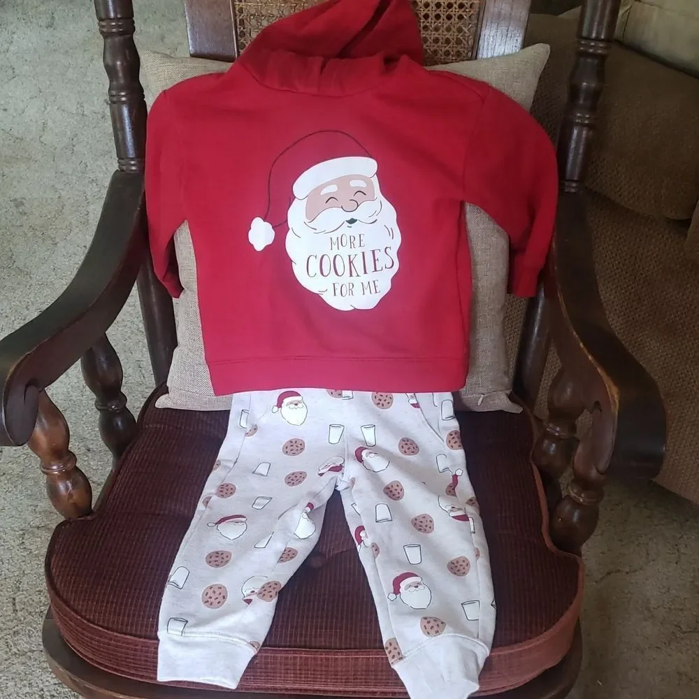Adorable Carter's Child Of Mine Christmas Holiday Santa 2 Pc Set Sz 2T